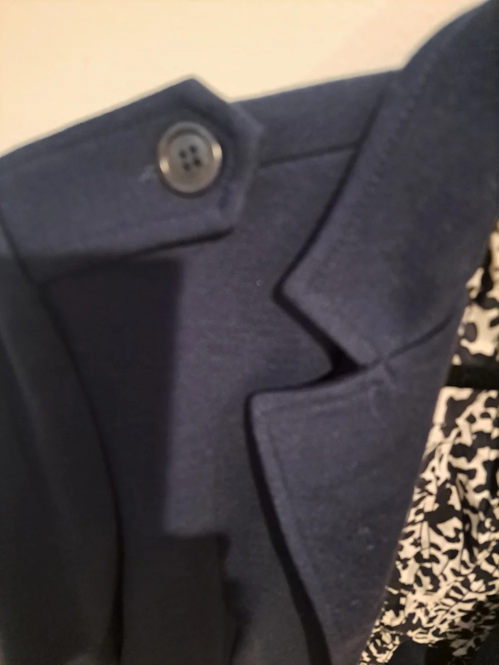 Tory Burch Navy Military-Inspired Blazer with Printed Lining